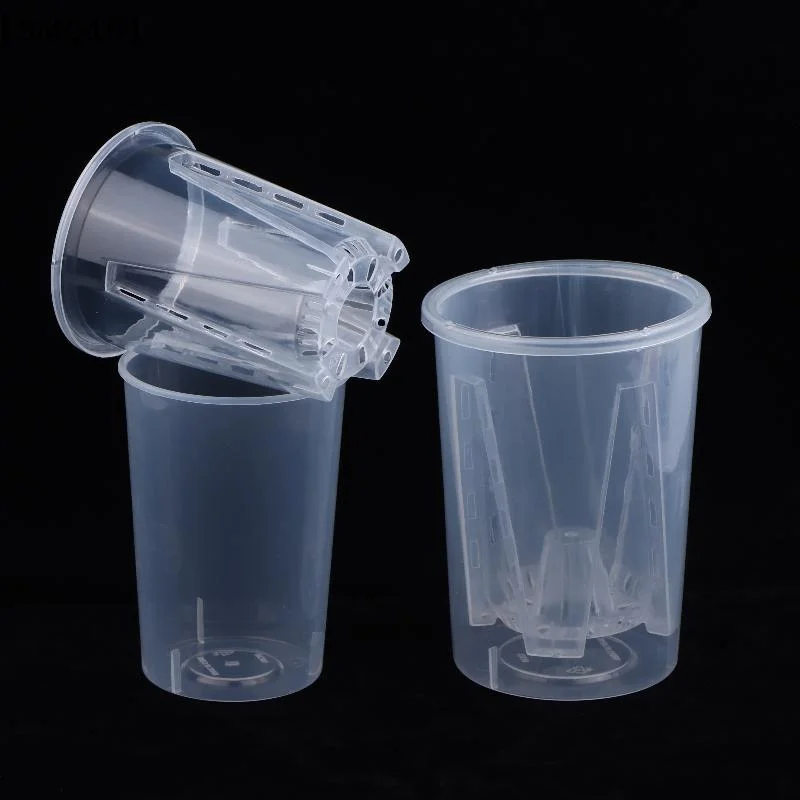 Double-Layer Automatic Watering Flower Pot Plastic Transparent Planter W Holes Butterfly Orchid Root Control Pots Gardening【SMQ】