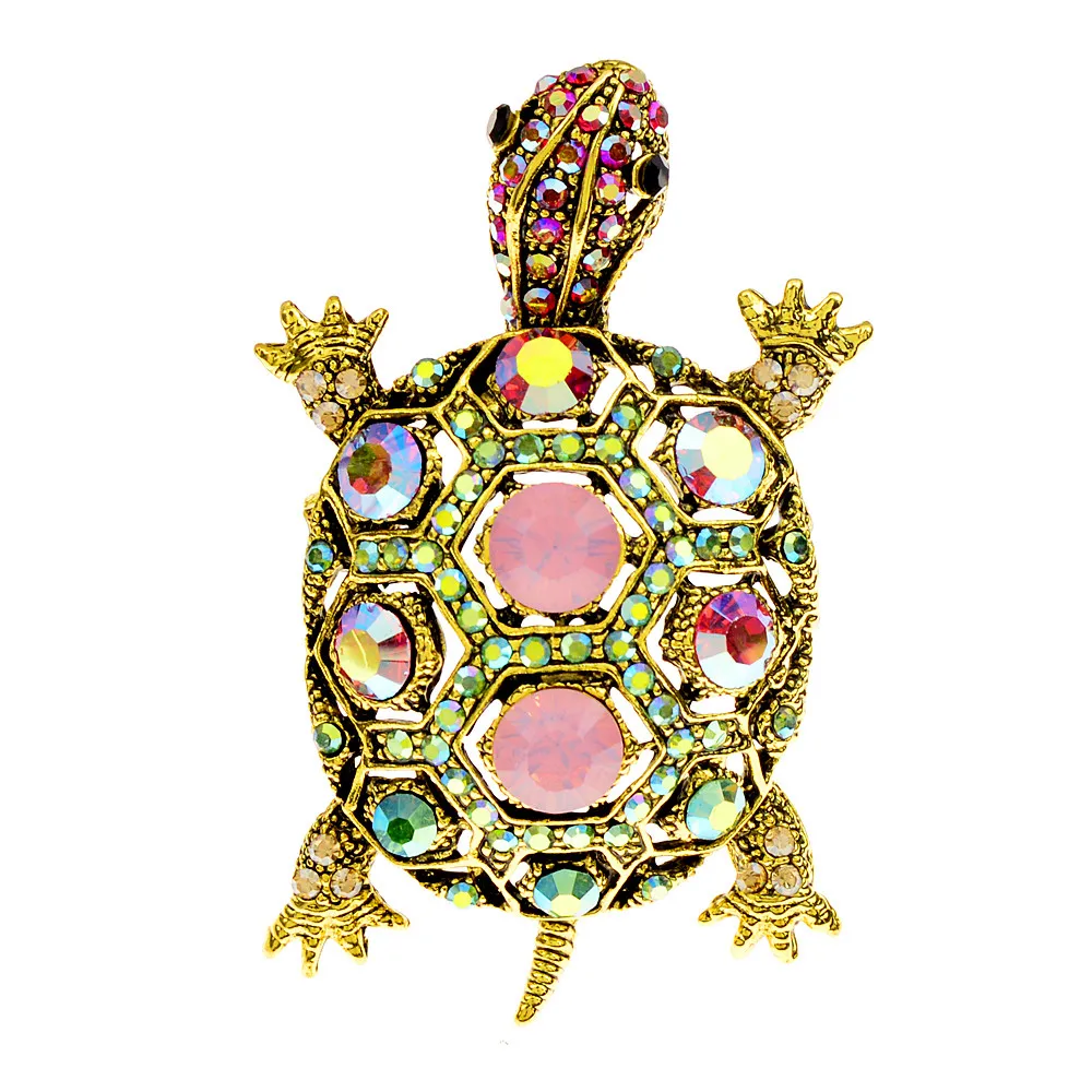 CINDY XIANG Rhinestone Beautiful Turtle Brooches For Women Fashion Vintage Animal Pin