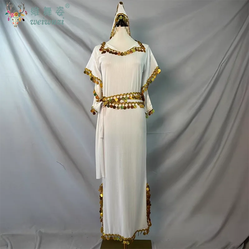 زي أداء الرقص الشرقي رداء ترتر + عقال + وشاح الورك 3 قطعة ملابس مسابقة الرقص الشرقي للبالغين والأطفال