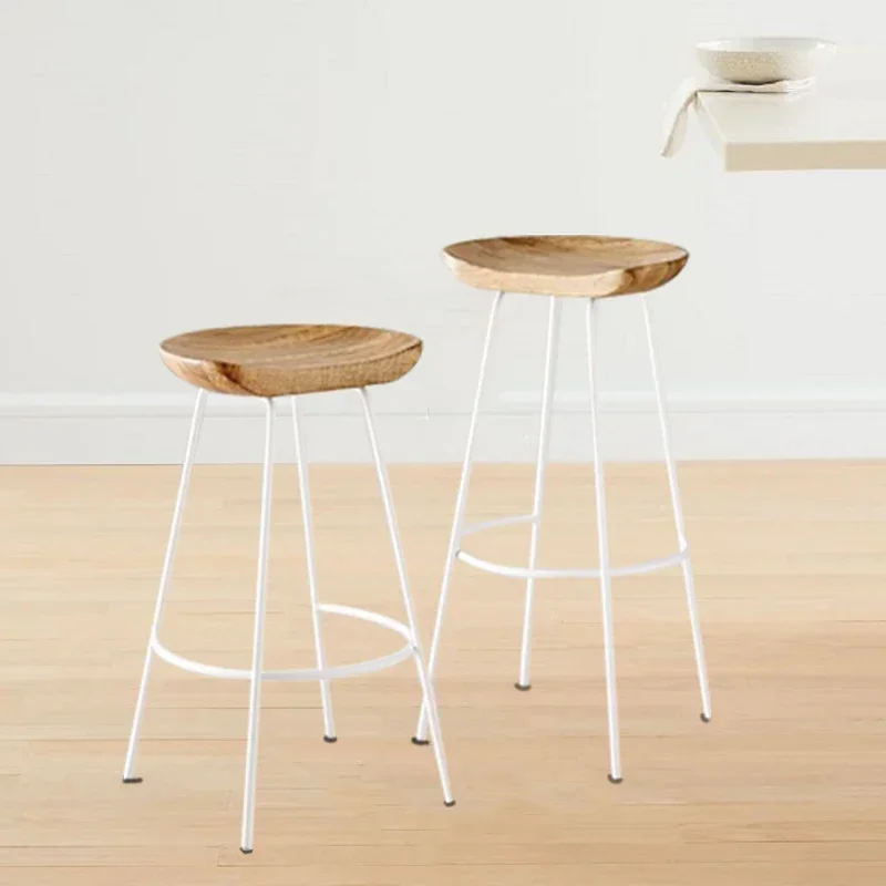 

Modern Ergonomic Iron Bar Stools Wooden Chairs Luxury Garden Chair Kitchen Counter Reception Shop Taburete Alto Backrest Gamer