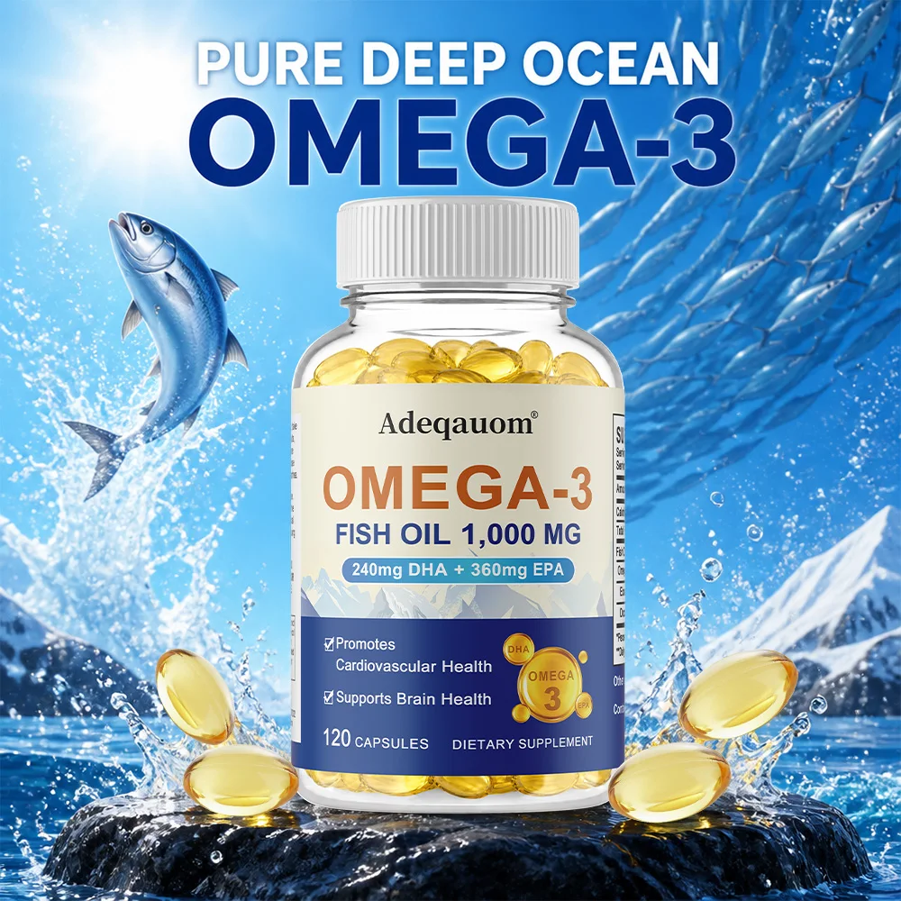 

Omega 3 Fish Oil Softgels with EPA & DHA, Nutritional Support for Brain Heart Joint Skin Cardiovascular & Immune System Wellness