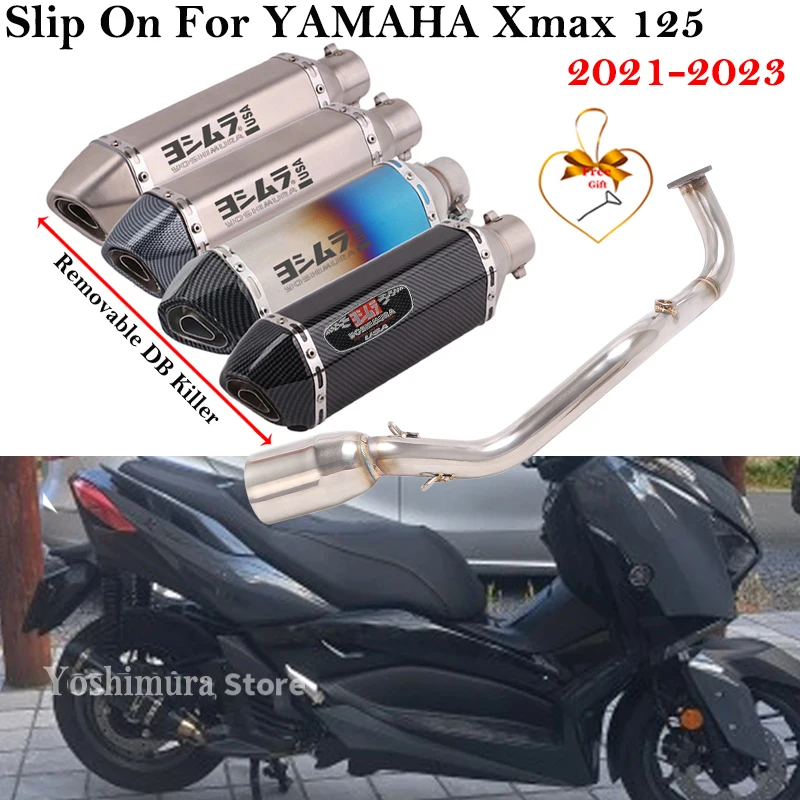 

Slip On For YAMAHA Xmax 125 X MAX125 2021 - 2023 Full Systems Motorcycle Exhaust Escape Fornt Mid Link Pipe Carbon Fiber Muffler