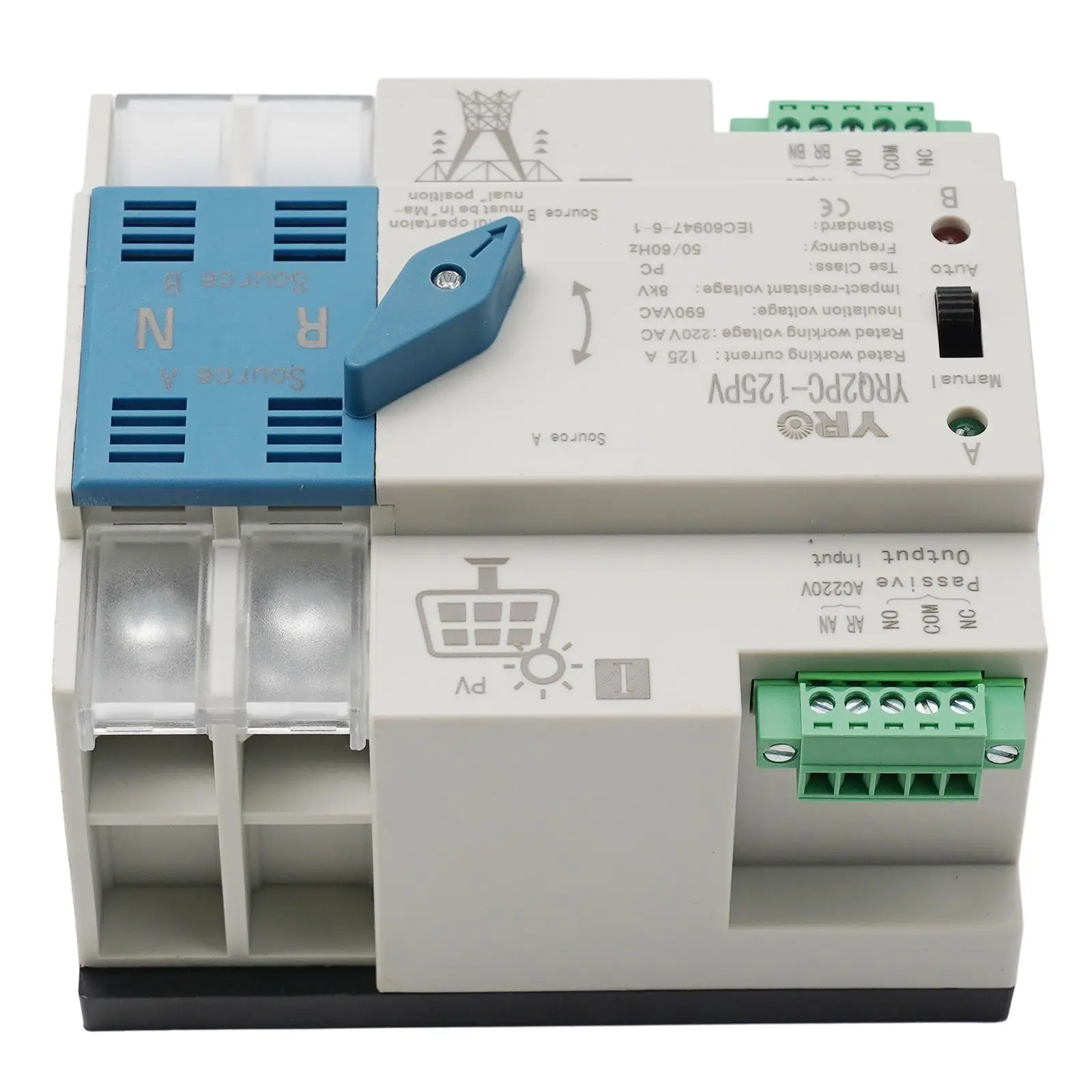2P125A Solar Generator Transfer Switch Design Quick Switching Response for Continuous Supply Applications 2P125A