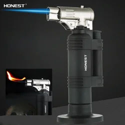 HONEST Creative Double Flame Welding Gun Butane Gas Lighter Safety Lock Switch Jet Fire Open Fire Switching BBQ Cigar Lighters