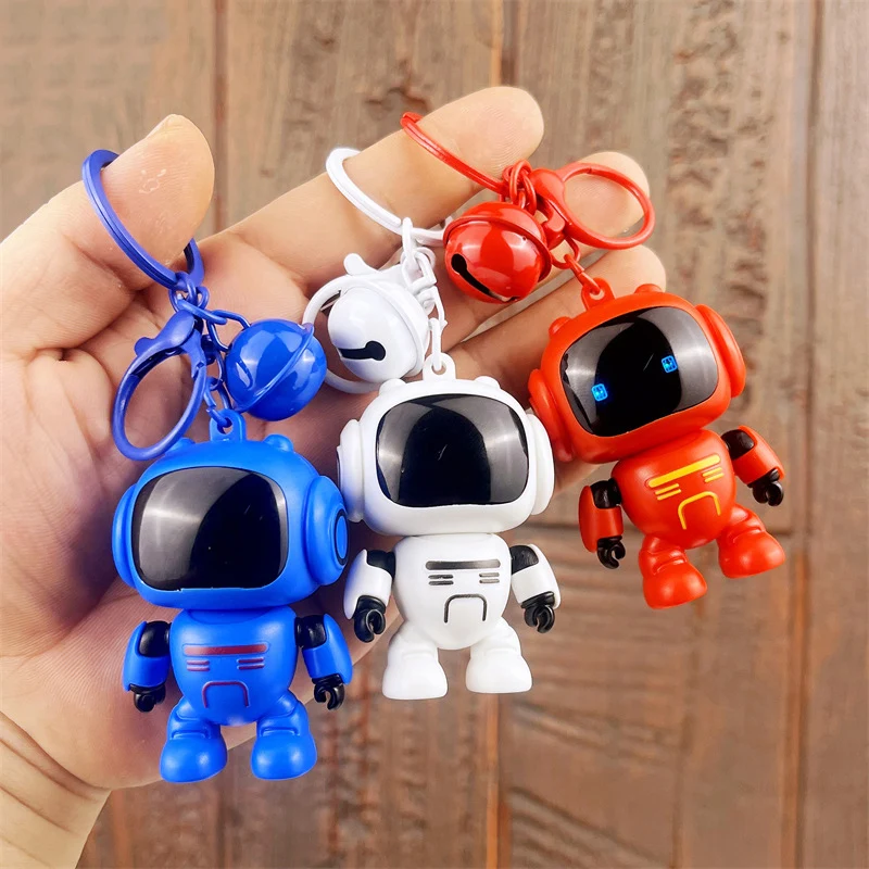 Creative Cute Robot Luminous Night Light Keychain Bag Pendant Ambient Light Car Keychain Women's Cute Accessories Gift