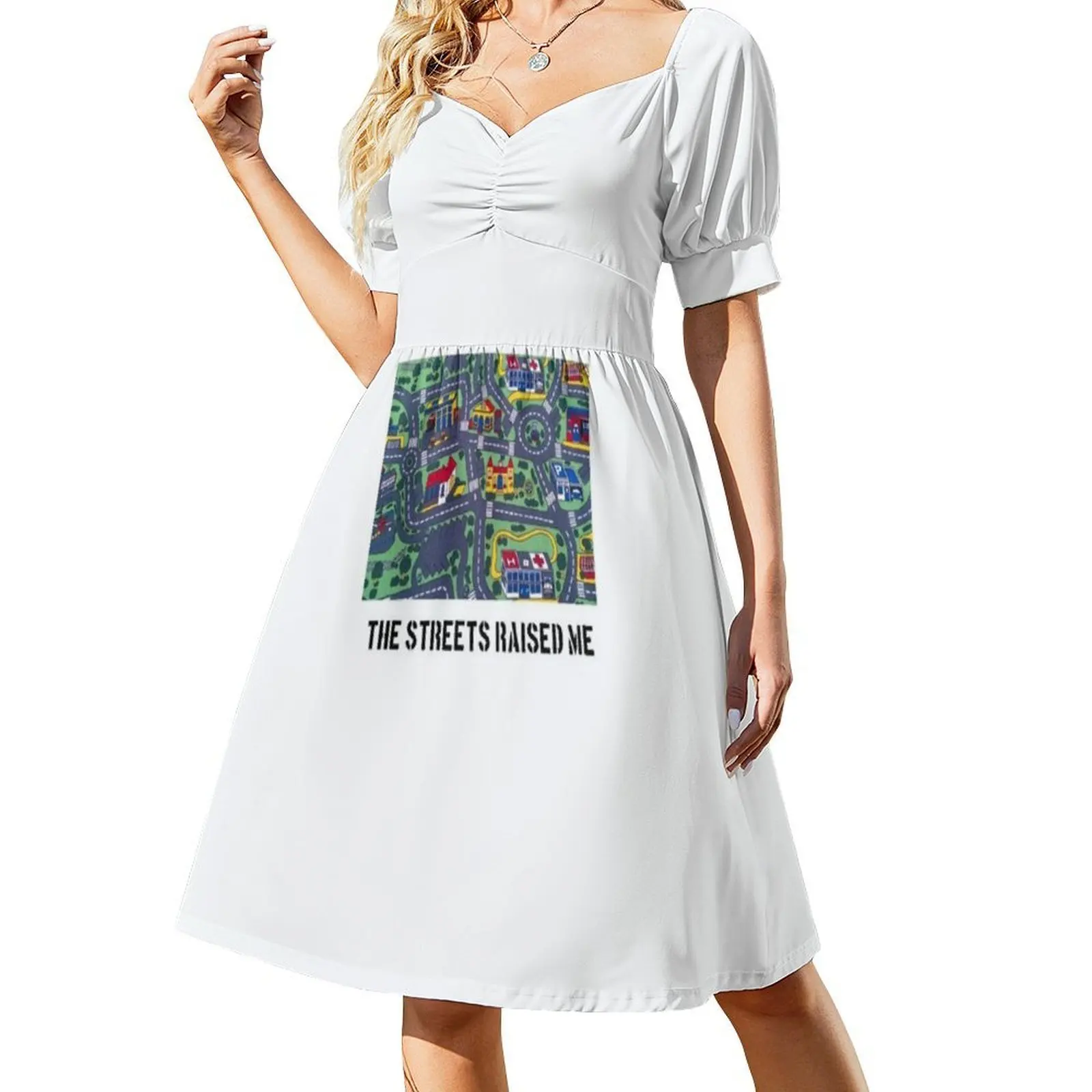 Les rues me lève-moi. Tapis de jeu rétro pour femmes, robe élégante à encolure en cœur, robe de soirée d'été, jouet, jeu rétro