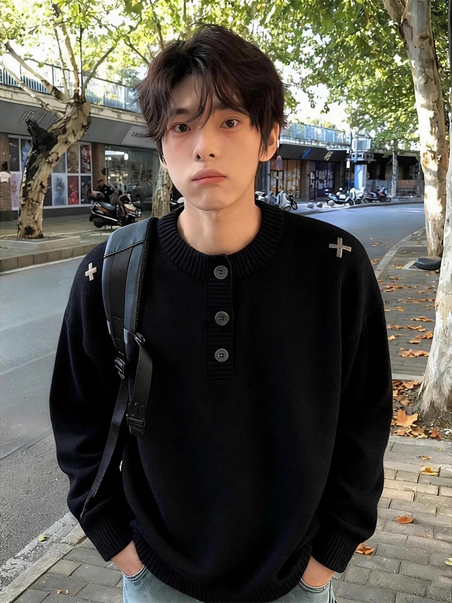 

Мужская зимняя теплая базовая футболка Bla Thiened Henry Collar с вышивкой, из мягкого полиэфирного волокна, в американском стиле