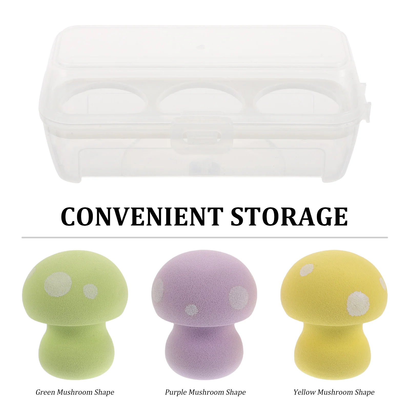 Esponja de maquillaje de setas, aplicador de polvo para base seca y húmeda de doble uso, esponjas faciales gruesas, 3 uds.