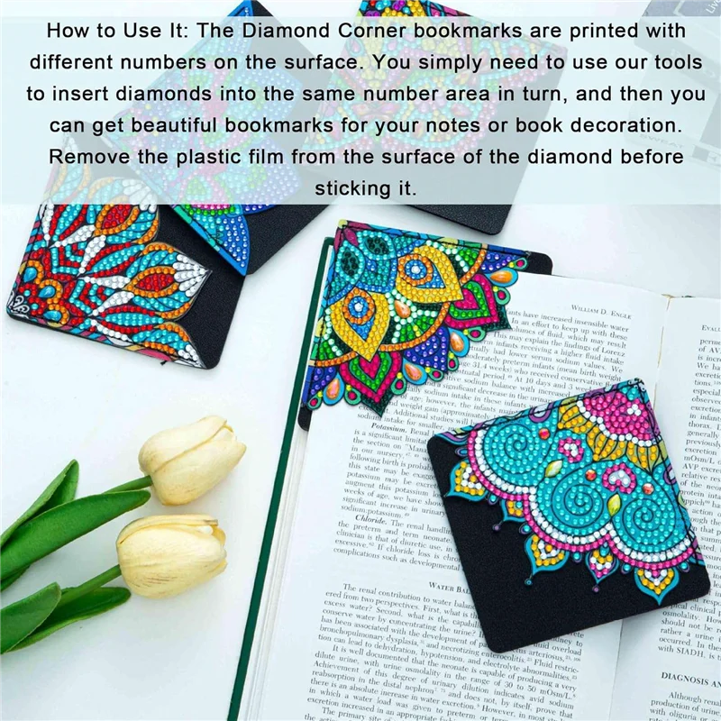 

Popular Book Marks Mandala Diamond Painting Book Marks 12PCS DIY Diamond Art Corner Bookmarks Diamond Painting Corner Bookmark D