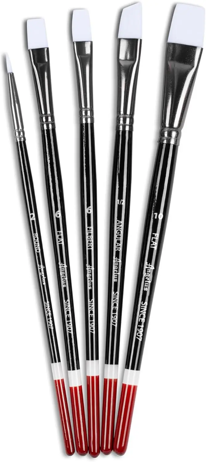 

Synthetic Fiber Paint Brush Set 5-Piece for Acrylic Shoe Art with Round Flat and Angular Tips