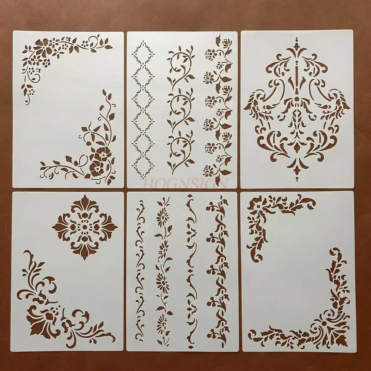 

1pcs Retro pattern lace hand drawn hollow out painting border pattern ruler hand copied report hand printed album template