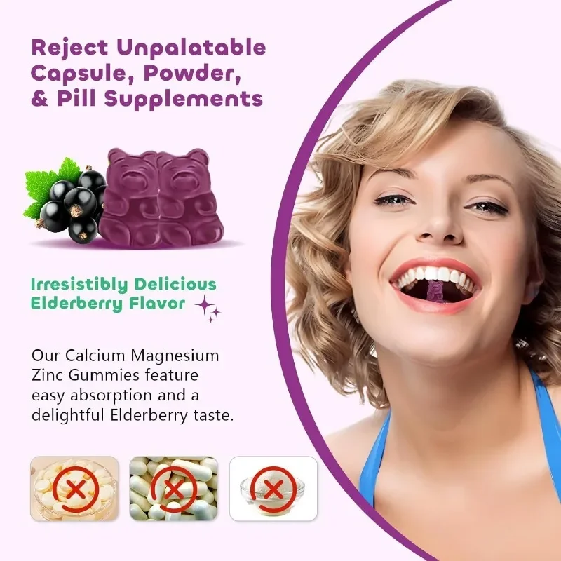 علكة الكالسيوم والمغنيسيوم والزنك تحتوي على فيتامين C وD3 وK2، تستخدم لدعم العظام والعضلات، 60 كبسولة #6