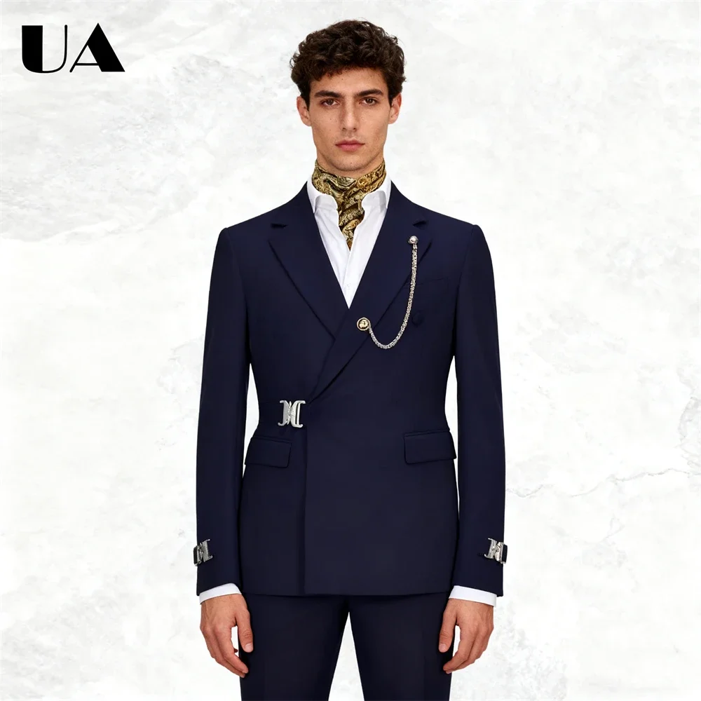 

Casual Smart Men's Two Pieces Tuxedo Pants, Slim Fitting Suit Jacket Pants, Business Suit Set, Prom Suit Attires XXS-7XL