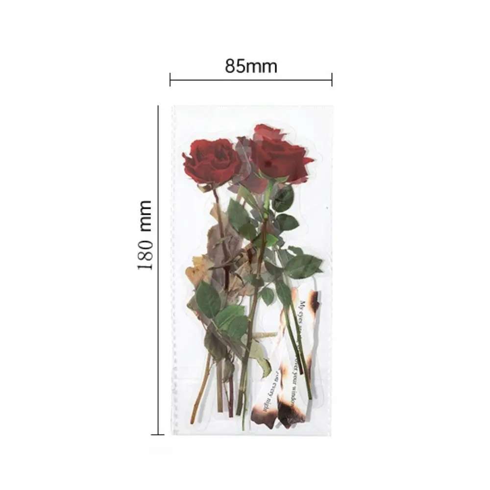 PET Vintage Decorative Sticker Vintage Plants and Poetry Series Retro Rose Sticker Flower Ins Styling Flowers Sticker