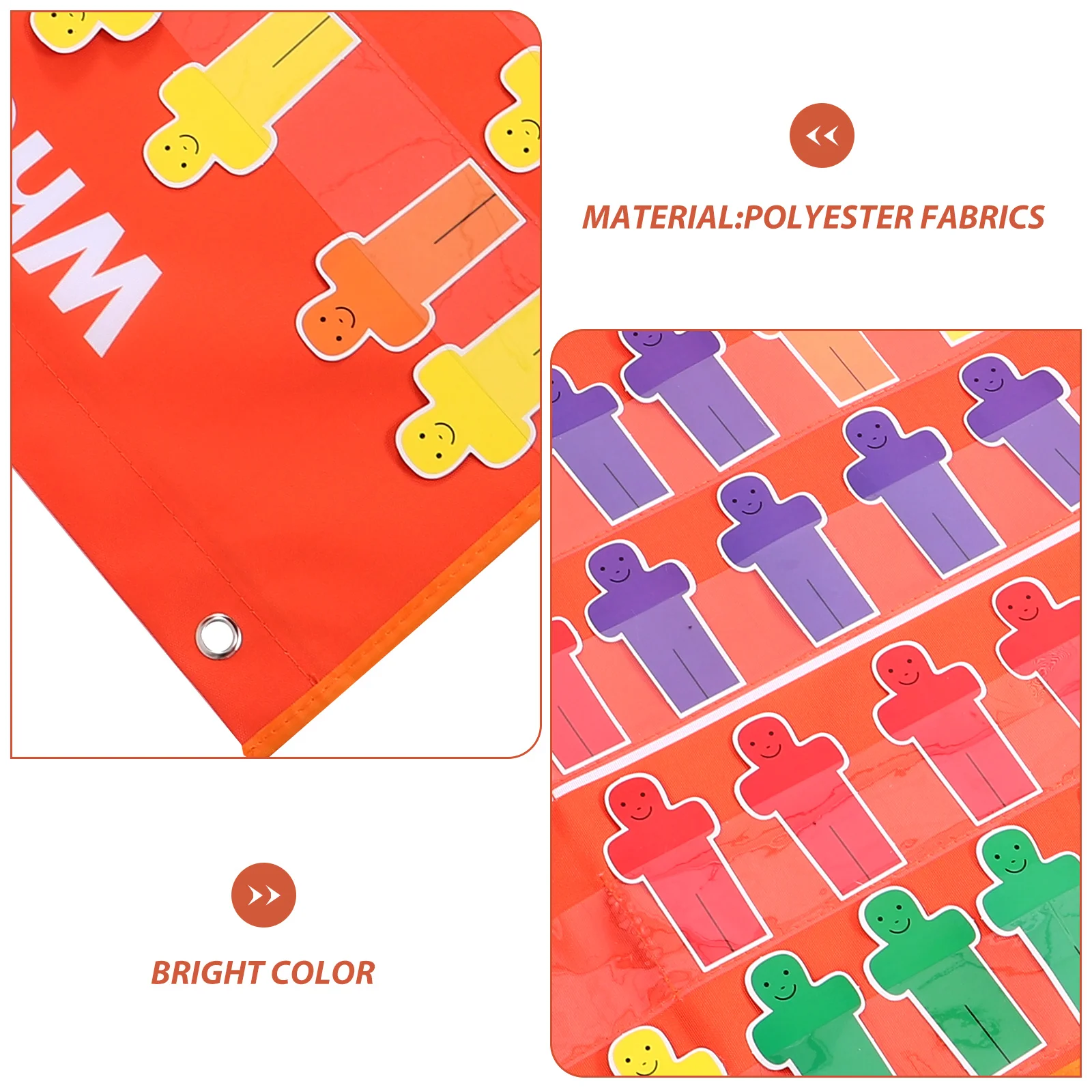 Classroom Management Pocket Chart Orange Attendance for Preschool Students Polyester Fabric Practical Lightweight Tool