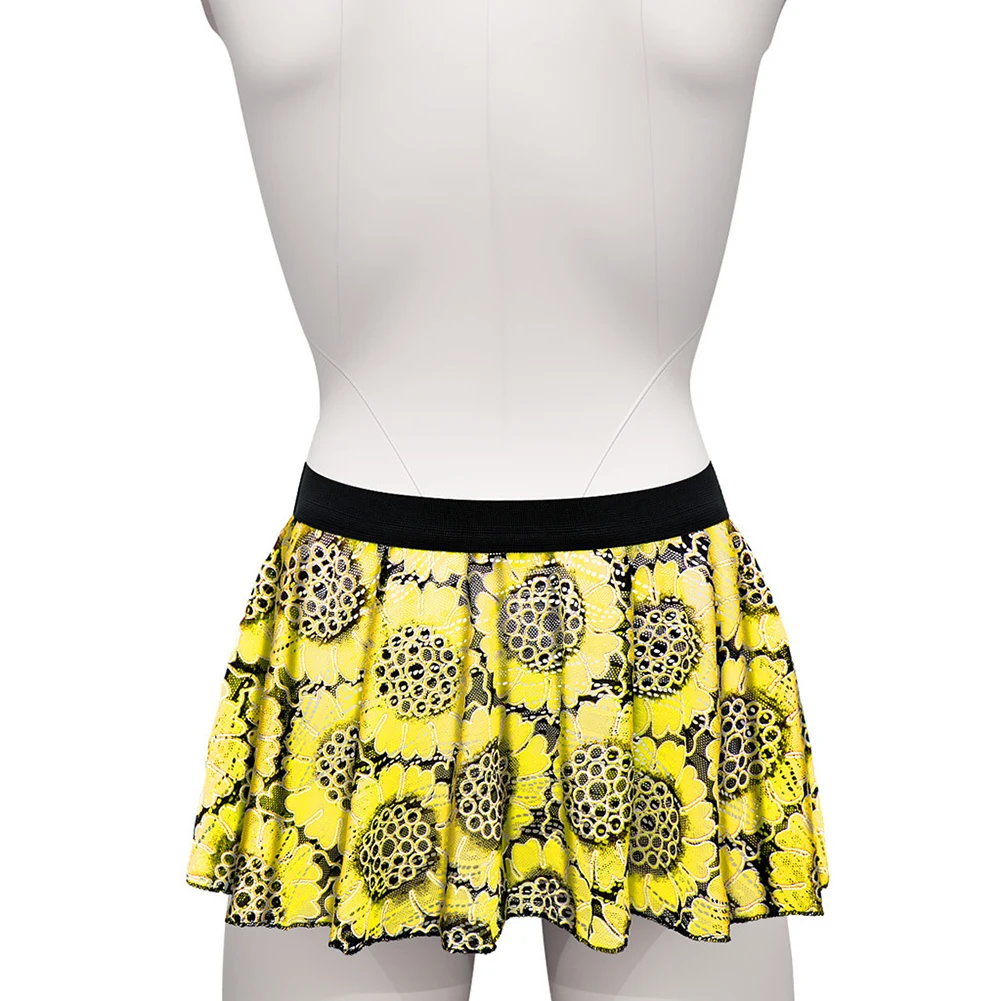 Ropa interior Sexy de encaje para hombre, falda hueca con estampado Floral Retro, bragas de Club, bragas, calzoncillos