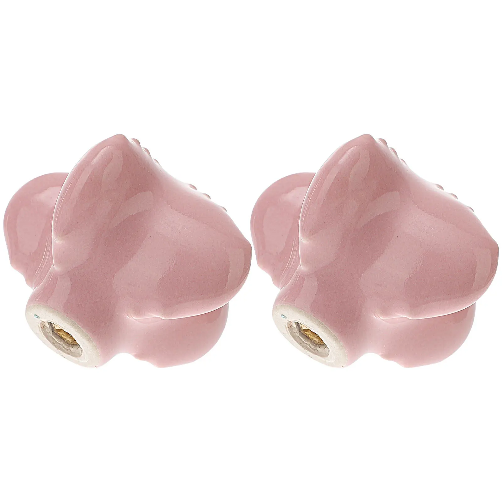 2Pcs Star Shape Ceramic Pull Handles Drawer Knobs Creative Cabinet Door Knobs Pink for Home Office Wardrobe Hotel Cupboard