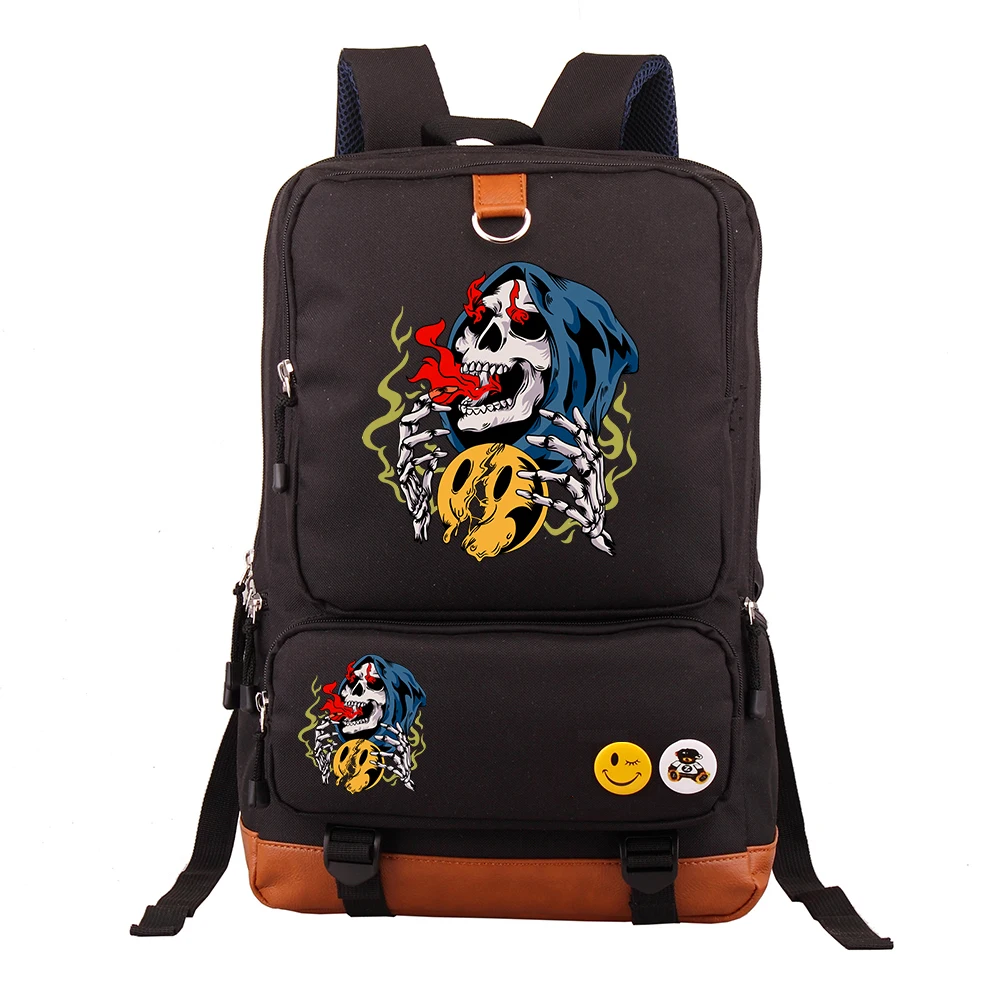 

2026 Cartoon Skull Head 8 Anime Laptop Backpack Casual Business Travel Large Capacity Middle School Student Double Shoulder Bag