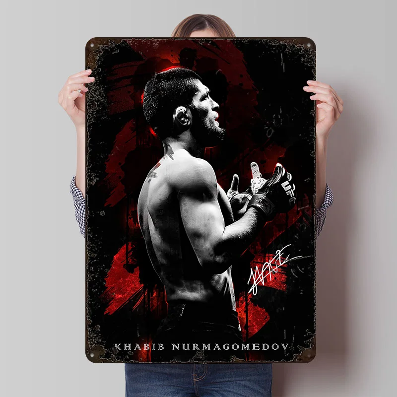 

Металлический постер с портретом Хабиба Нурмагомедова, индивидуальный дизайн, ретро-винтажная металлическая вывеска для декора комнаты фанатов, спальни, дома