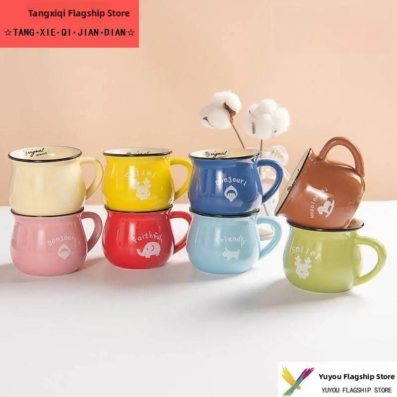  Ceramic Tea Cup Baby Home Use Cup Kindergarten Small Size Coffee Cup Mug Children Drinking Water Cup without Lid Handle