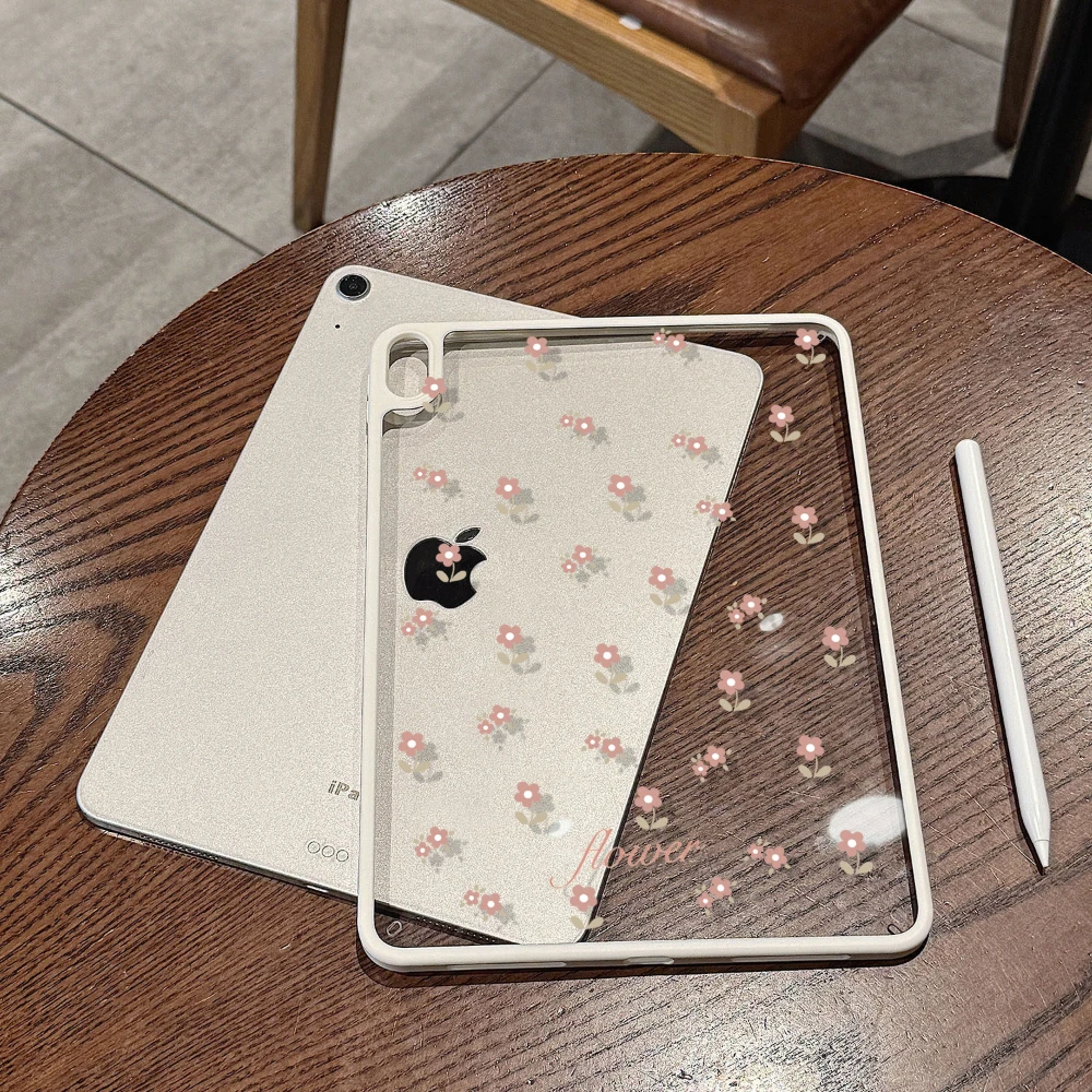 

Korean Full Screen Red Flower Y2K Clear Cover For iPad Pro 13 11th M5 M4 12.9 A16 10 8 7 9th 10th Air 11 M2 M3 Mini Tablet Case