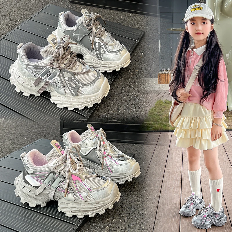 

Children Autumn Kids Running Shoes Anti-Slippery Wear-resistant Mesh Girls Sneaker Casual Fashion Boys Sports Walking Shoes 2025