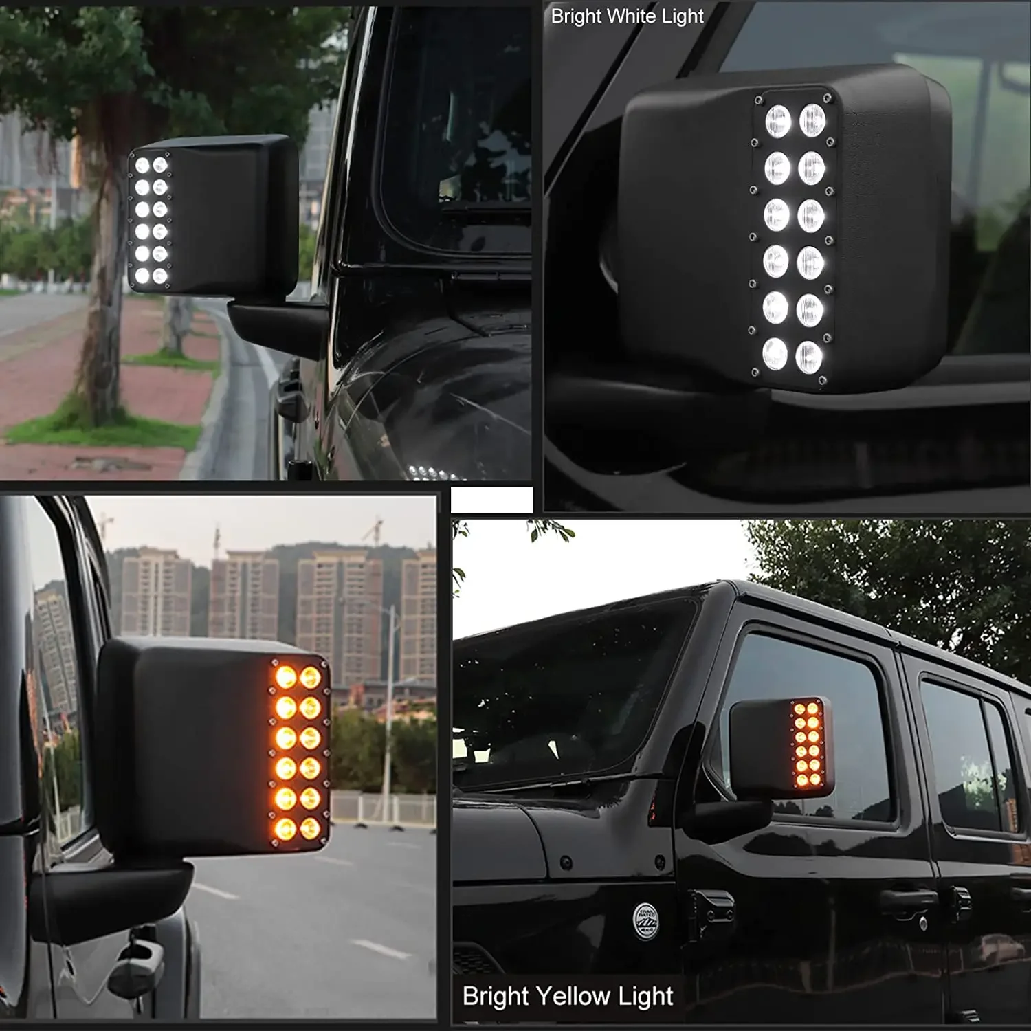 LED Side Rearview Mirror Housing w/ Dual Row Turn Signal Lights Daytime Running DRL For Jeep Wrangler JK JL Gladiator JT 2007+