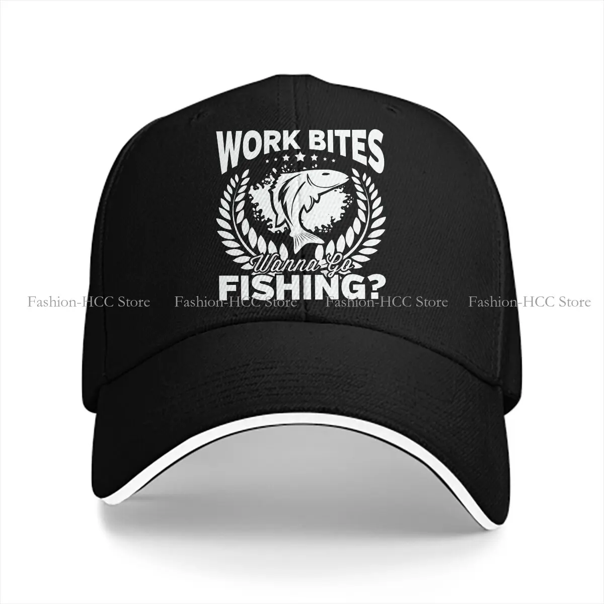 Work Bites Wanna Go Fishing_ Baseball Cap Men Hats Women Visor Protection Snapback Fish Go Fishing Fisherman Caps