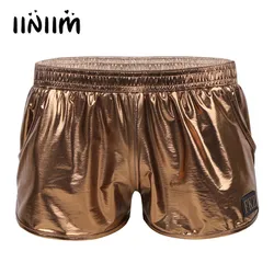 Bóxer metálico brillante para hombre, pantalones cortos de tiro bajo, ropa de discoteca para actuación en escenario, traje de fiesta Rave, bañadores, ropa interior