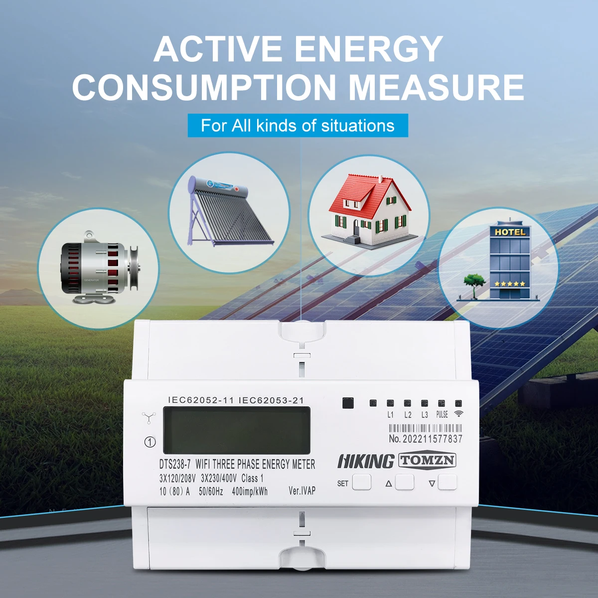 3 phase 80A TOMZN Tuya WIFI Smart Bidirectional Energy Meter timer Power Consumption Monitor kWh  switch Wattmeter 3*120V 3*220V