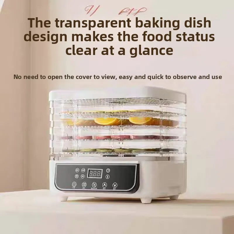 5단 투명 식품 탈수기, 조절 가능한 타이머 및 온도, BPA 프리 – 과일/허브/저키용, 작고 조용한 에너지 절약형
