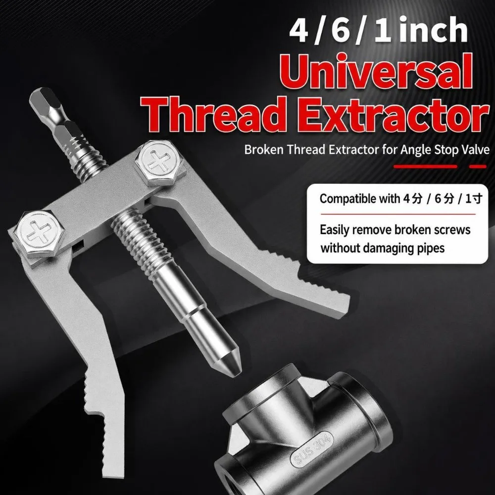 Electroplated Metal Broken Pipe Thread Extractor Expandable Gripping Mechanism Drill Compatible Pipe Extractor Tool Hex Shank