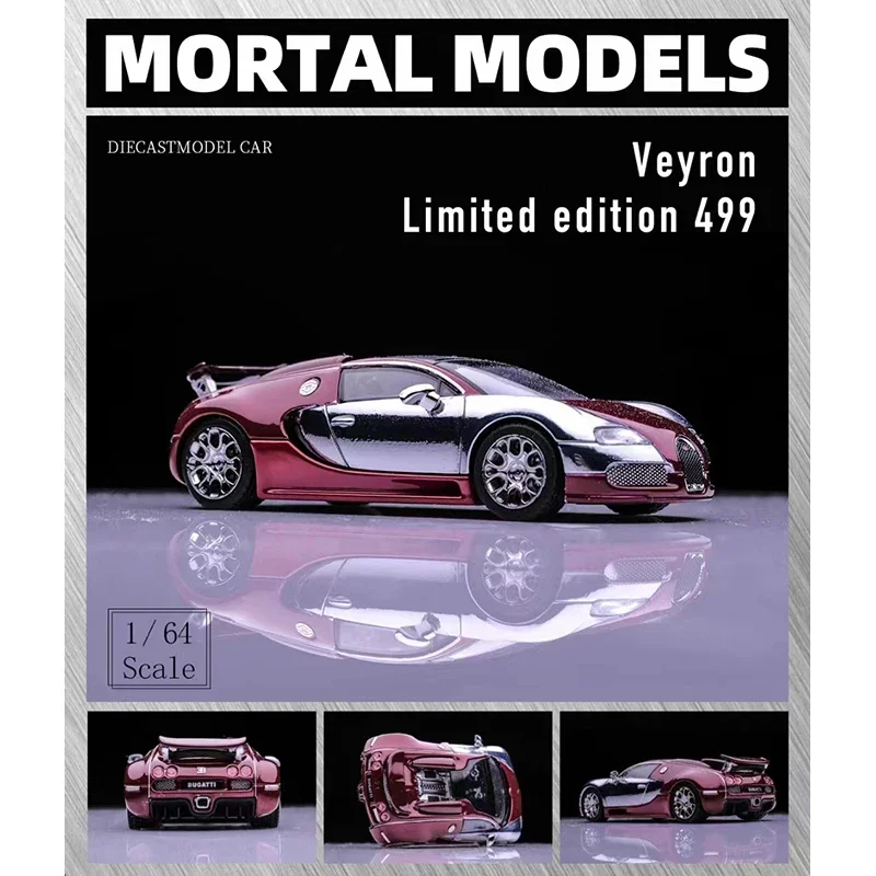 Mortal 1:64 Veyron Chrome Carbon Diecast Diorama Car Model Collection Miniature Toys