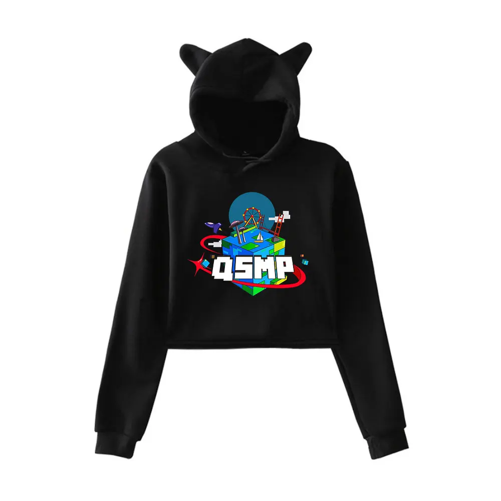 Quackity QSMP Original Egg Hoodie Vintage 90s Merch Hoodies Sweatshirt for Girls Cat Ear Crop Pullover Suitable for Casual Wear