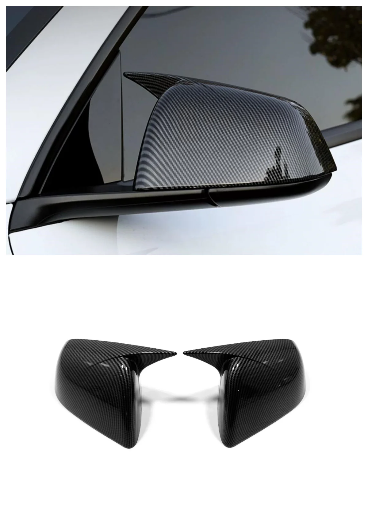 

Suitable for Tesla Model 3 2021 2022 2023 rearview mirror cover ABS decoration Auto Parts carbon fibre Bright black silvery