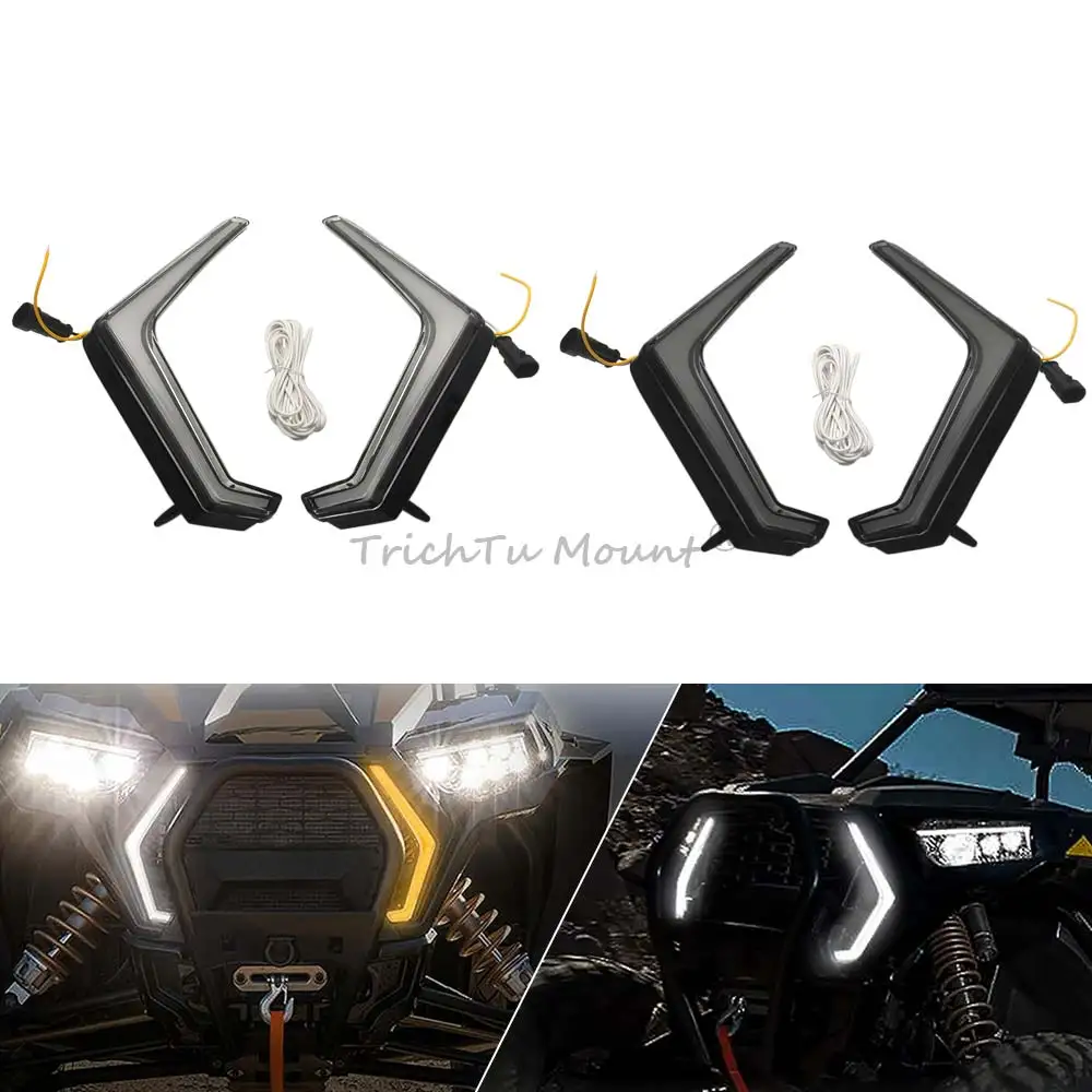 1 Pair UTV Front LED Turn Signal Fang Accent Light For Polaris RZR XP 4 1000 Turbo Trail S 900 Ultimate Sport Running Light
