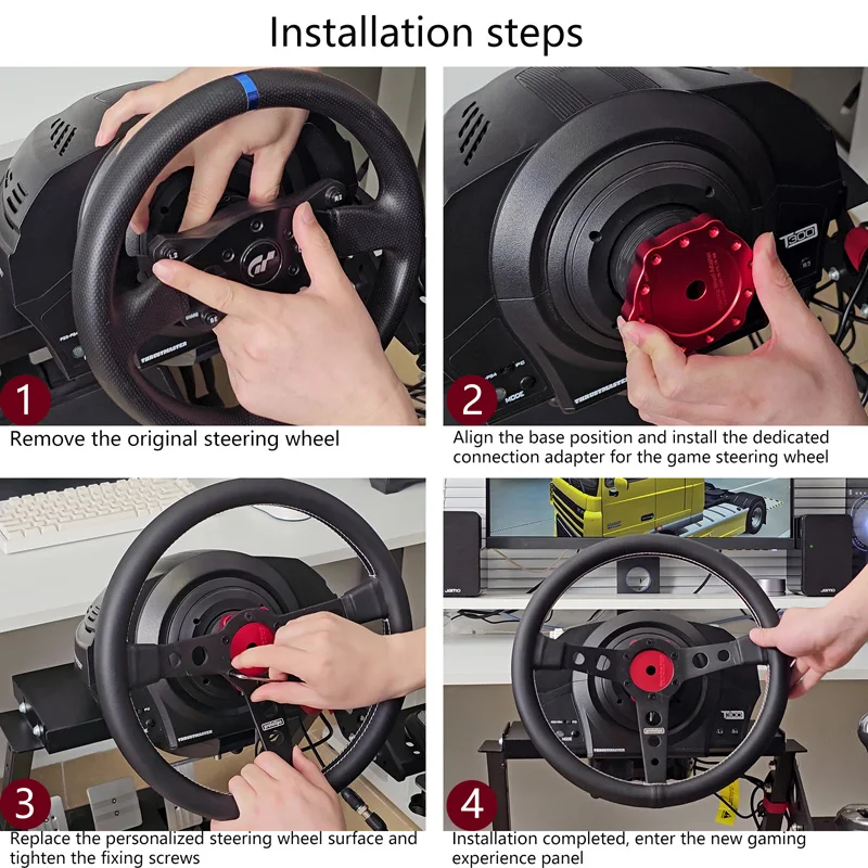 Adattatore Volante In Alluminio Nero 73mm – Compatibile Con Thrustmaster T500/T300, Momo, Sparco, OMP, Kit Con Viti E Chiave
