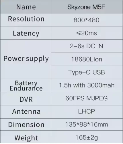 PFLY SKYZONE M5 Hochleistungs-Rennempfänger 800*480 Integrierter Monitor Vielfaltmodus FPV Traversal Receiver für RC