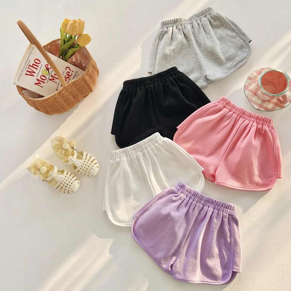 2-8T Summer Infant Cotton Girls Shorts Elegant Toddler Kid Short Pants Casual Plain Childrens Hot Pants Cute Childrens Trousers