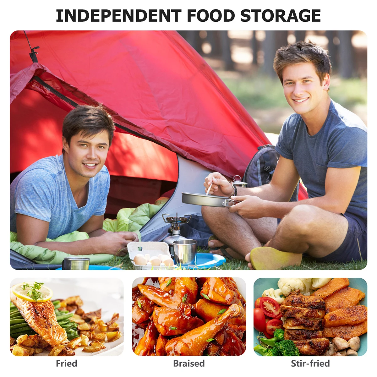 

Stove Multifunctional Pot Set Travel Camping Cookware Cooking Stainless Steel Kit