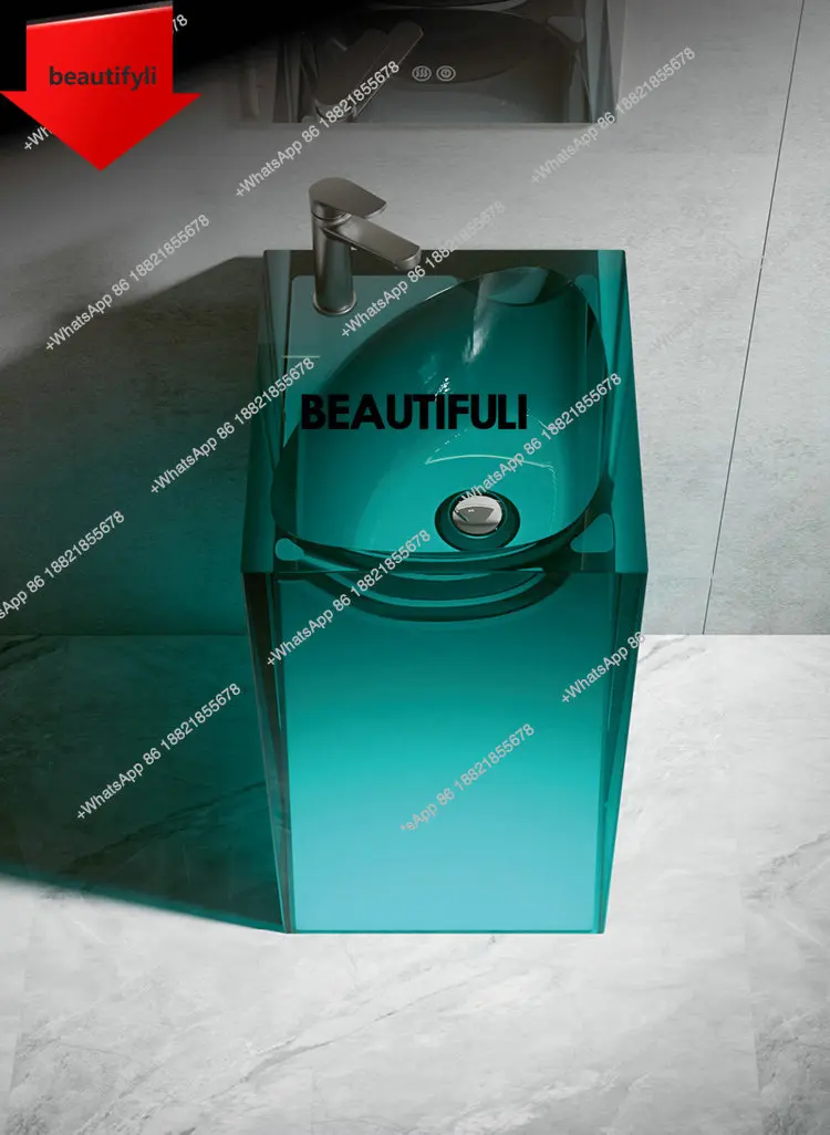 

a44 Современный простой стиль, цветная прозрачная раковина из смолы, встроенная напольная раковина, для отеля, ванной комнаты