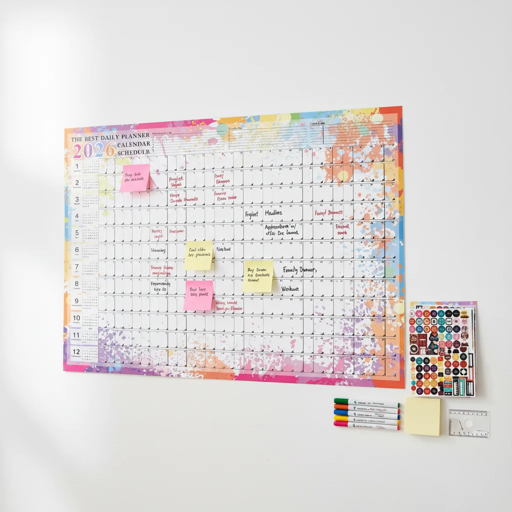 

2026 Large Wall Calendar Annual Planner Agenda Organizer 365 Days Planner Sheet To Do List Schedule Yearly Daily Calendar