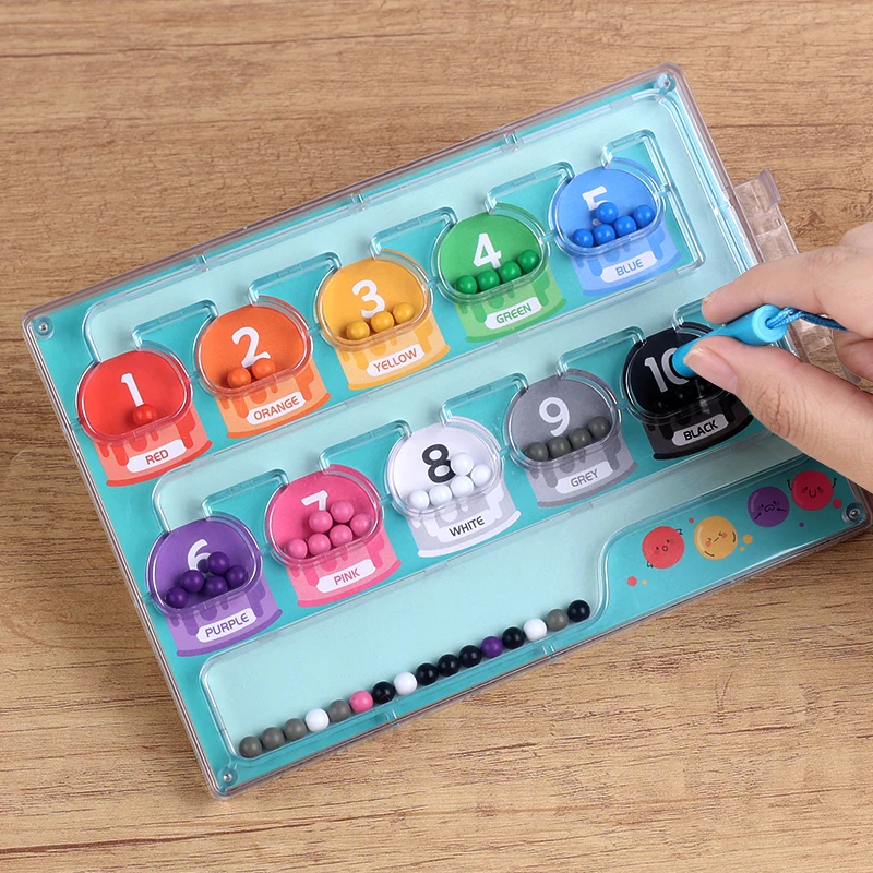ألعاب أطفال مونتيسوري لعبة المتاهة ذات الخرز الرقمي المغناطيسي عدد تصنيف الألوان عد التعرف على ألعاب الألغاز #5