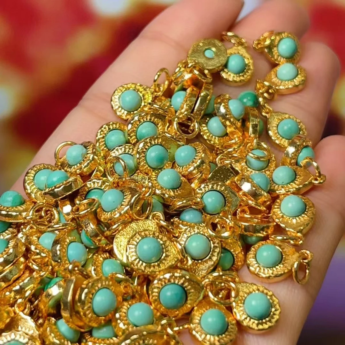 

5pcs 7x10mm Green Natural Stone Round Pendants Semi-finished Charms for Jewelry Making DIY Necklace Earrings Accessory Wholesale