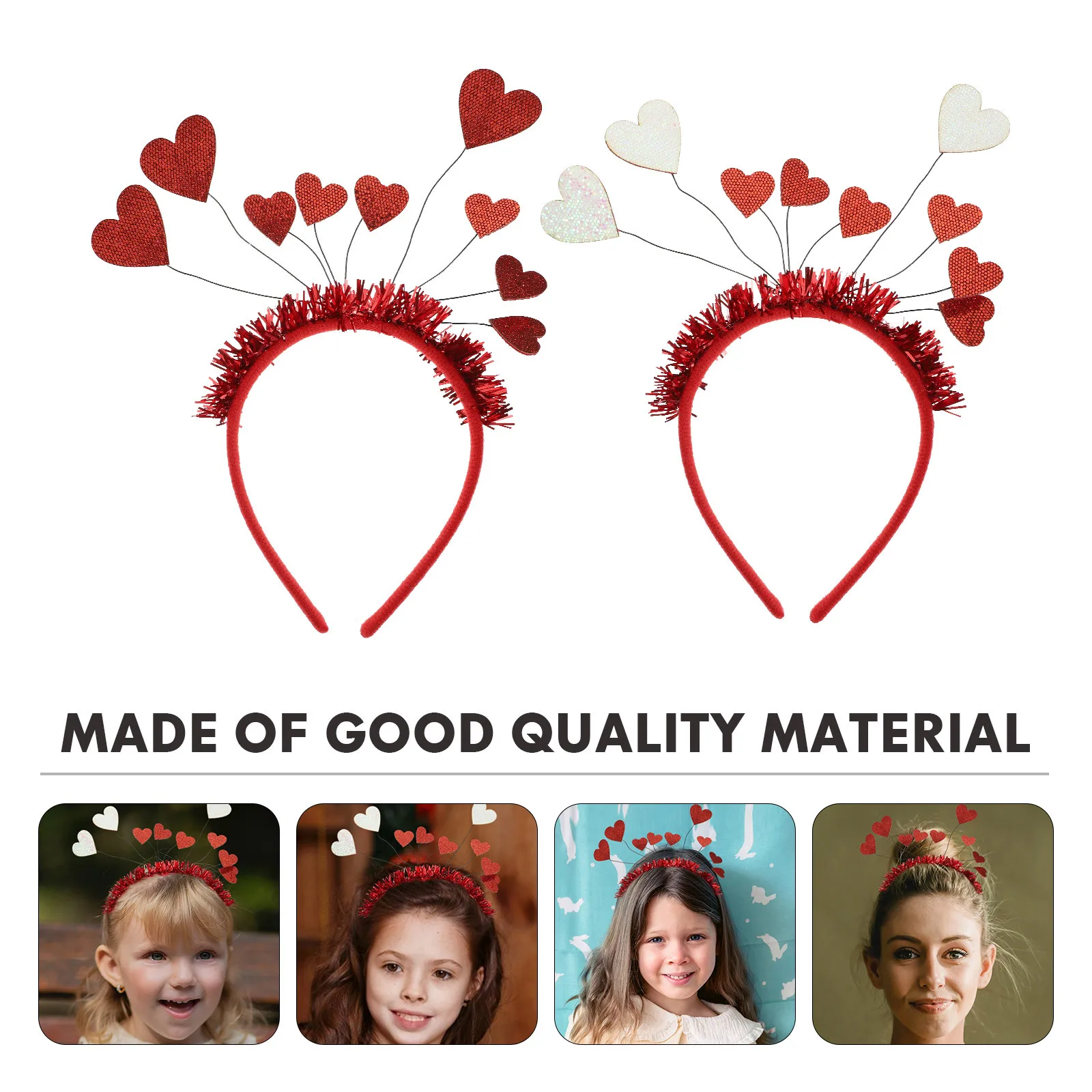 

2 шт. креативных повязок для волос в форме сердца из премиального материала, аксессуар для вечеринок, подарок для девочек на день рождения, вечер, День святого Валентина, уникальный шикарный аксессуар