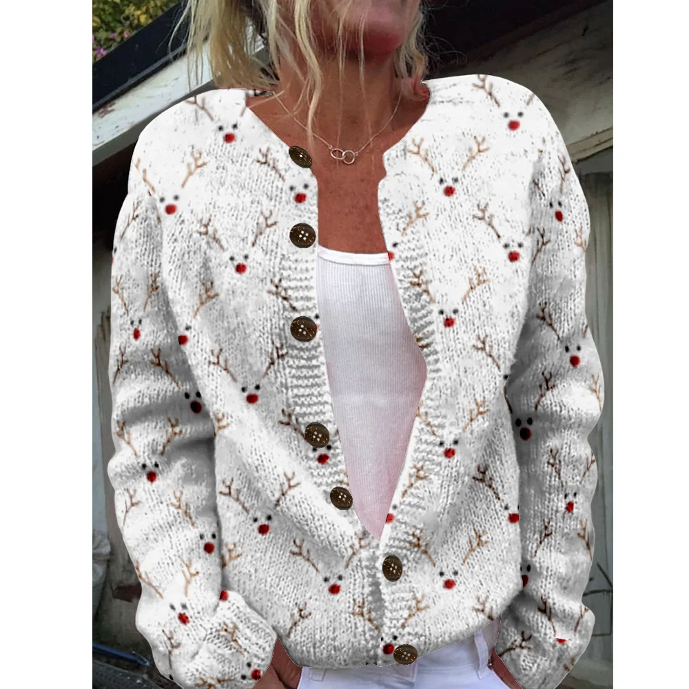 

Autumn Winter Knitted cute animal Cardigan Vintage Fashion Casual Sweater Streetwear Women Sweaters Knit Top Jumpers Fashion