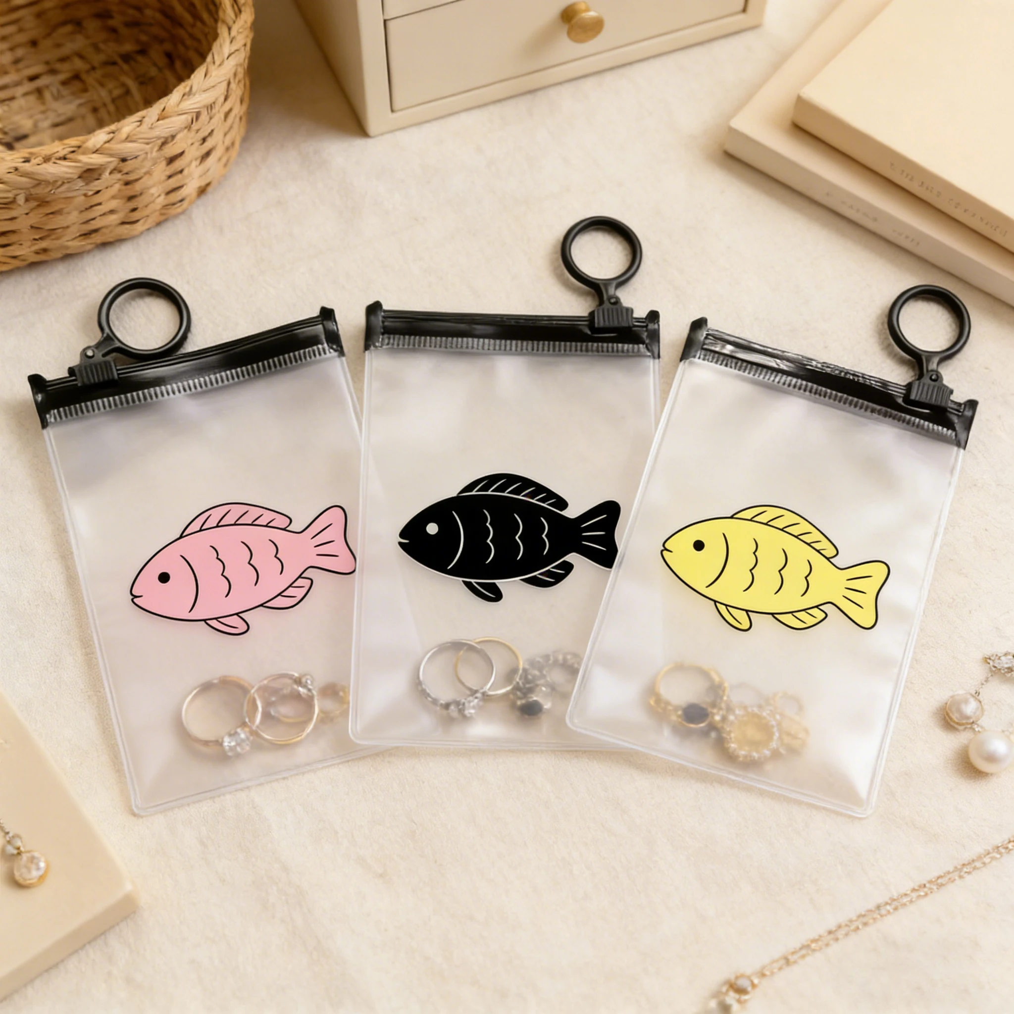 

50 шт. Прозрачные матовые пластиковые пакеты для украшений с индивидуальным логотипом, на молнии, с кожаным ремешком, для хранения пинов и перьев для ручек