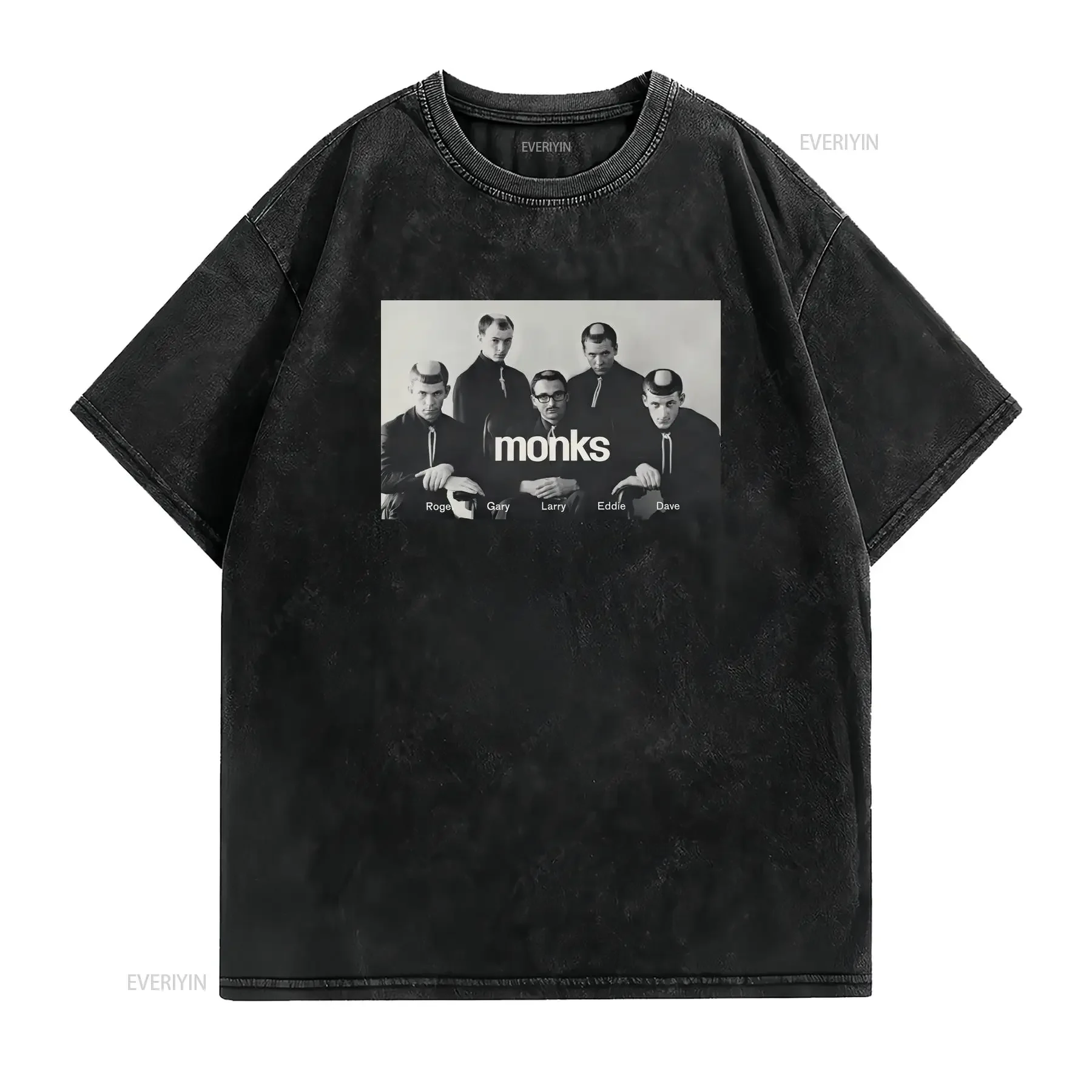 1960s experimental rock n roll band the monks T Shirt vintage Washed Breathable fashion Casual Top For Everyday Wear Stylish
