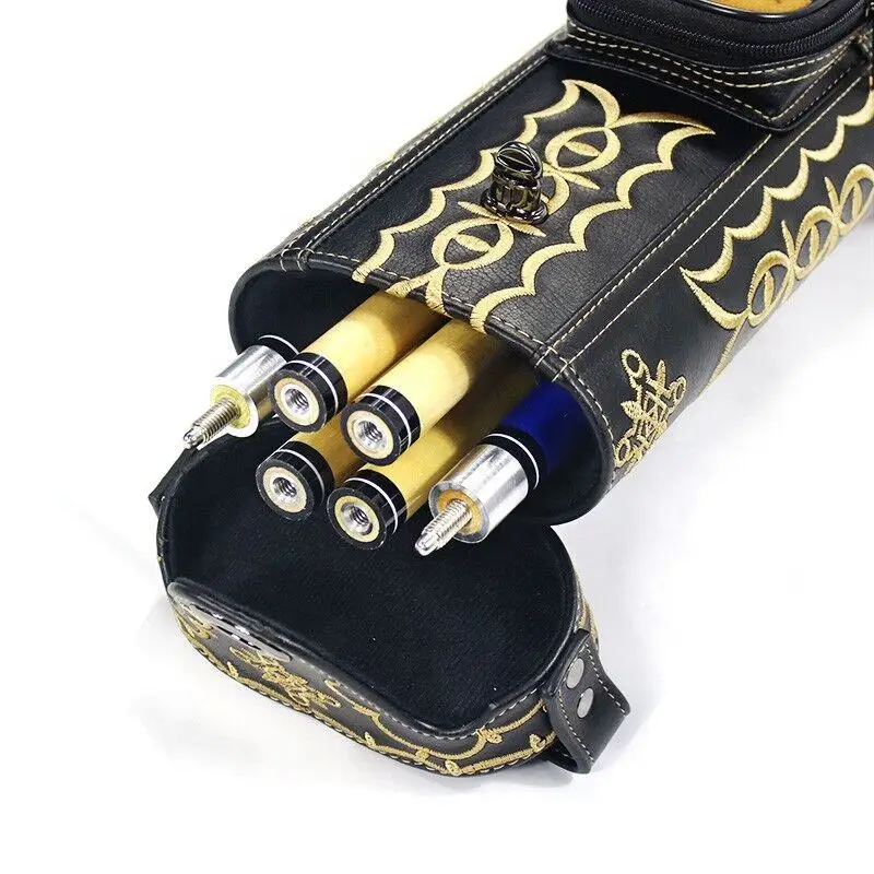 

Premium Quality 6 Holes Billiard Convenient Opening 1/2 Pool Cue Case Bag with Support Stand, Accommodating 4 Shafts and 2 Butts
