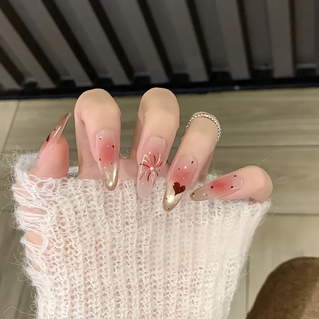 10 Stück handgemachte tragbare Nägel mit Werkzeugset, niedlich, süß, elegant, Nagelflicken, künstliche falsche Nägel, Maniküre, Kunst, Geschenk, abnehmbar
